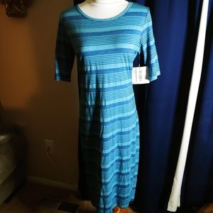New lularoe women's medium blue striped dress
